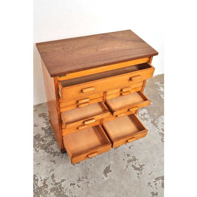 Brown Vintage School Chest of Drawers in Beech, 1950s For Sale - Image 8 of 9