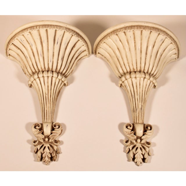 Large Mid Century French White Wall Shelves a Pair Chairish