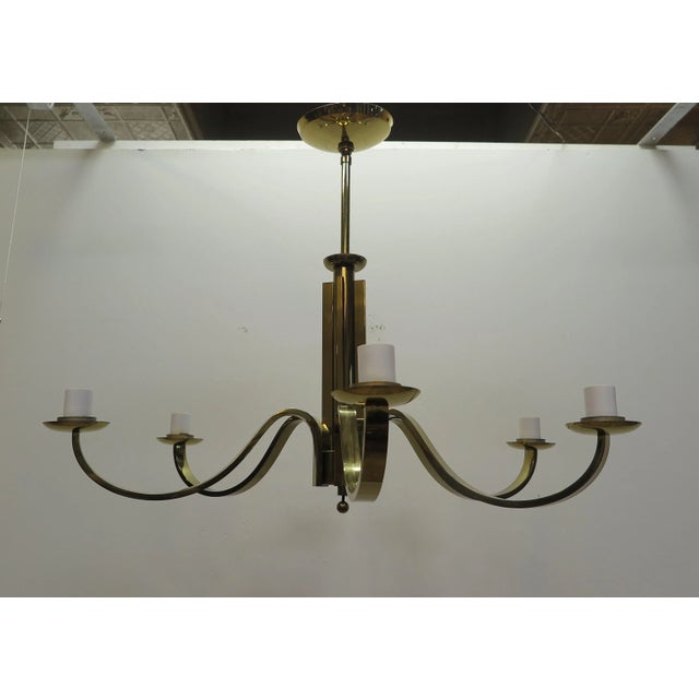 1960s Mid Century Brass Tower Chandelier For Sale - Image 5 of 10