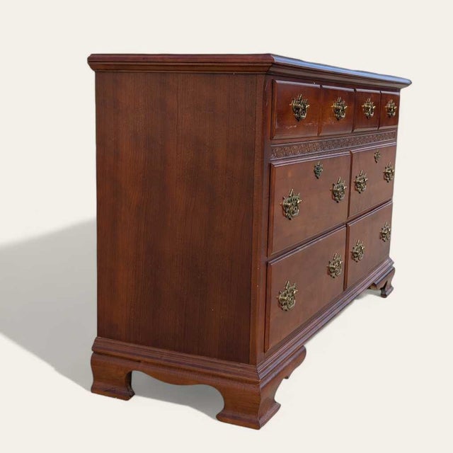 Vintage Stanley Furniture Six-Drawer Wood Lowboy Dresser For Sale In Los Angeles - Image 6 of 18