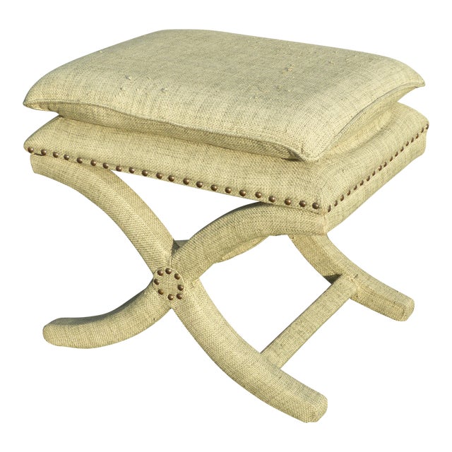 Vintage Sage Green Ottoman Savanrola X Style Bench Chairish