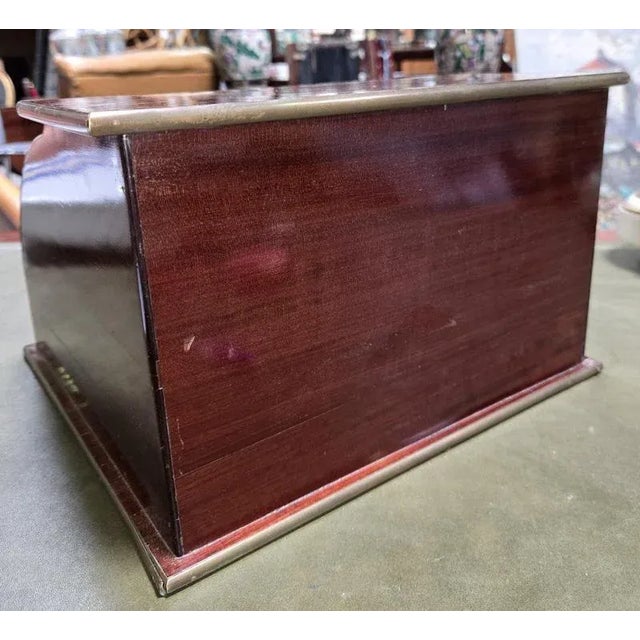Office Letter Filing Cabinet in Mahogany and Copper Reeds For Sale - Image 4 of 9