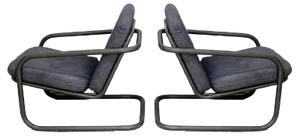 Set of French Tubular Steel & Foam Cushions Prisunic Edition Lounge Chairs, 1973