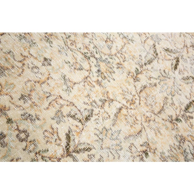 Textile Vintage Floral Runner Rug in Beige and Brown For Sale - Image 7 of 16