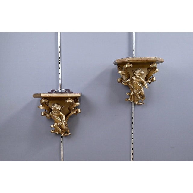 Late 19th Century Gilt Wood Wall Sconces, Set of 2 For Sale - Image 3 of 18