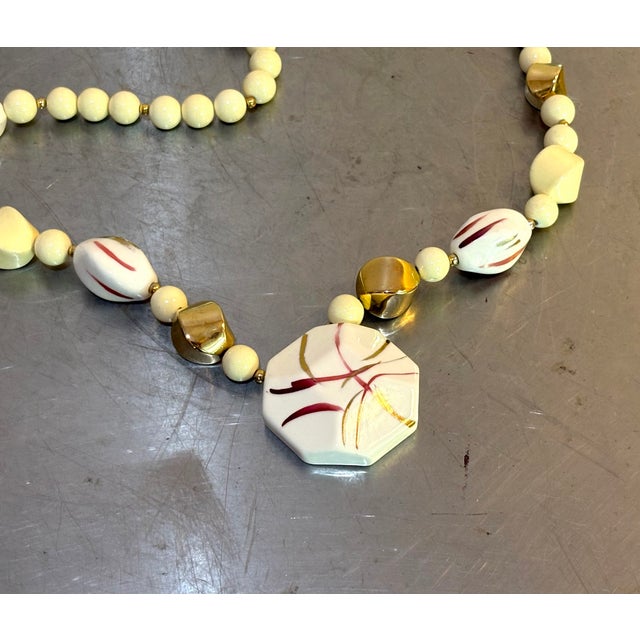 Komatsu 1960s Mod White Bead Necklace For Sale - Image 4 of 6