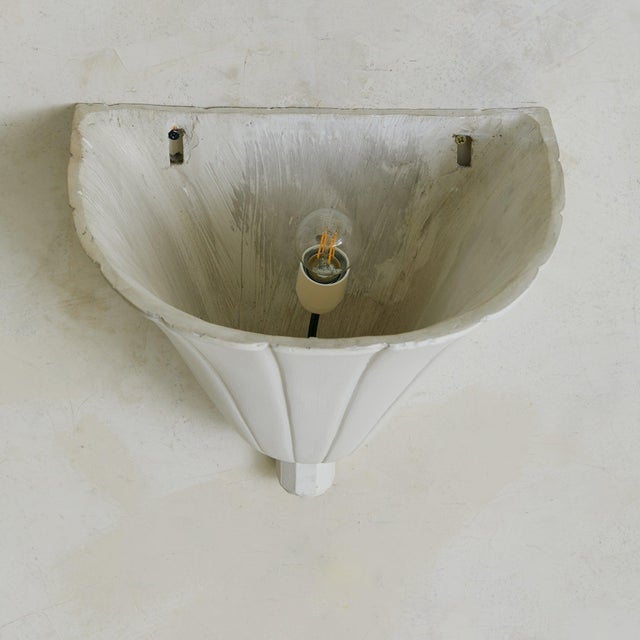 1940s French Fluted Plaster Sconces - a Pair For Sale - Image 4 of 6