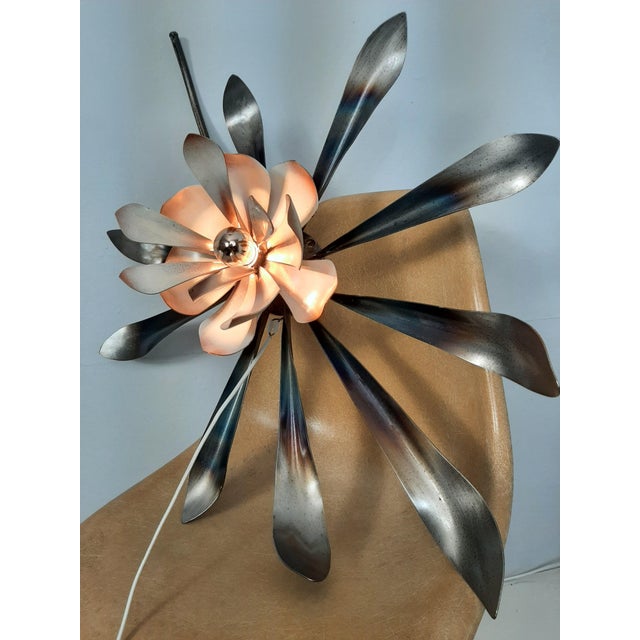 Metal Vintage Flover Wall Light, 1970s For Sale - Image 7 of 14