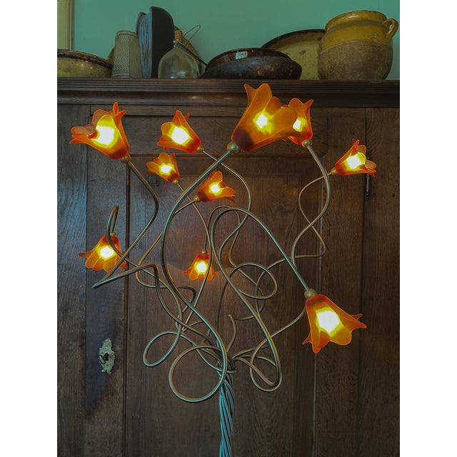 Italian Tree Floor Lamp with Bronze and Murano Glass Flowers, 1970s For Sale - Image 9 of 12