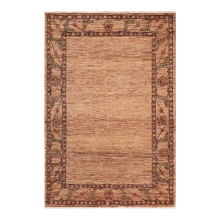 Shabby Chic Gabbeh Beige/Rust Wool Rug - 6'3'' X 7'9'' For Sale