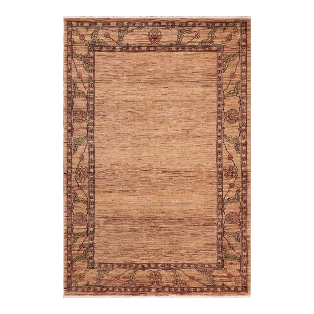 Shabby Chic Gabbeh Beige/Rust Wool Rug - 6'3'' X 7'9'' For Sale