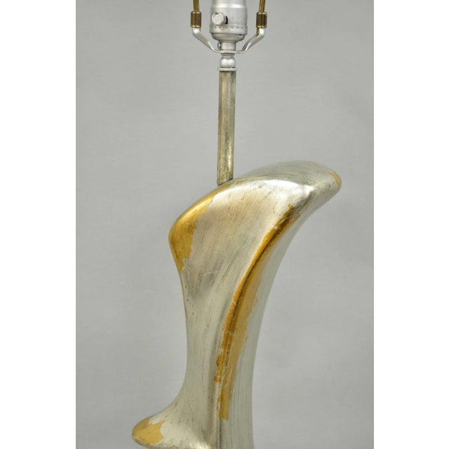 Ceramic Vintage Brutalist Silver Gold Leaf Sculptural Ceramic Large Abstract Table Lamp For Sale - Image 7 of 12