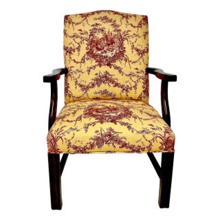 1950s Vintage Hollywood Regency Chippendale French Country Side Chair, Reupholstered For Sale