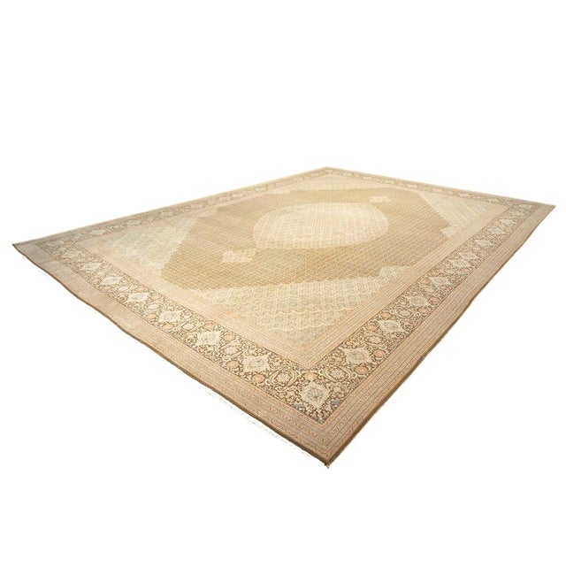 1940s Antique Persian Tabriz Wool 10x14 Tan, & Brown Handmade Area Rug #9901536 For Sale - Image 5 of 8