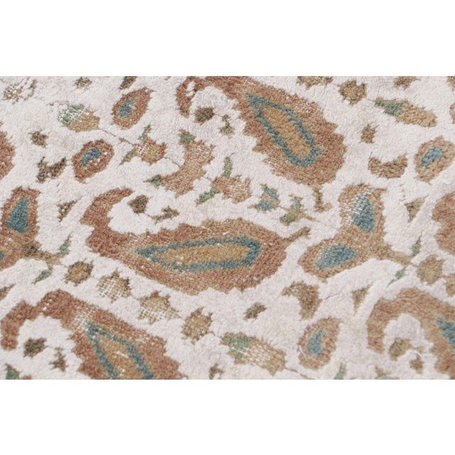 Antique Boteh Paisley Beige and Off-White Wool Rug For Sale In New York - Image 6 of 7
