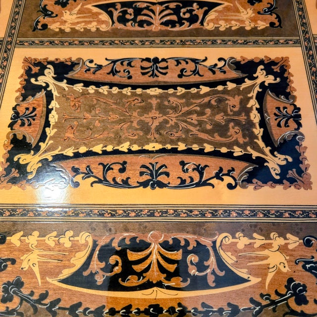 Vintage Reuge Italian Marquetry Music Box Side Table – Non‑Functional Movement For Sale - Image 9 of 13