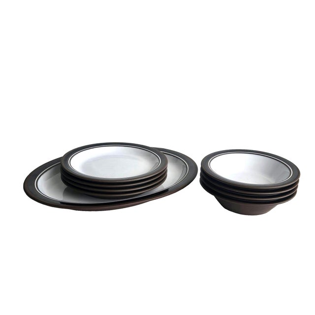 Offered is a set of 9 pieces of Hornsea Contrast pattern plates, the first to be produced at their Lancaster Vitramic...