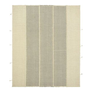 Rug & Kilim’s Contemporary Kilim in White, Beige and Gray Textural Stripes For Sale