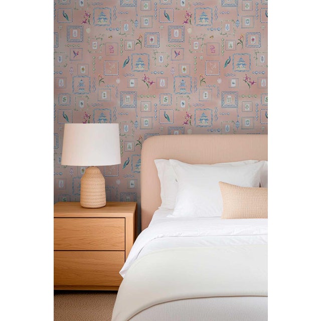 Off-white Mahjong Tile Grasscloth Wallpaper by House Party | Coral Crack | 8 Yards For Sale - Image 8 of 8