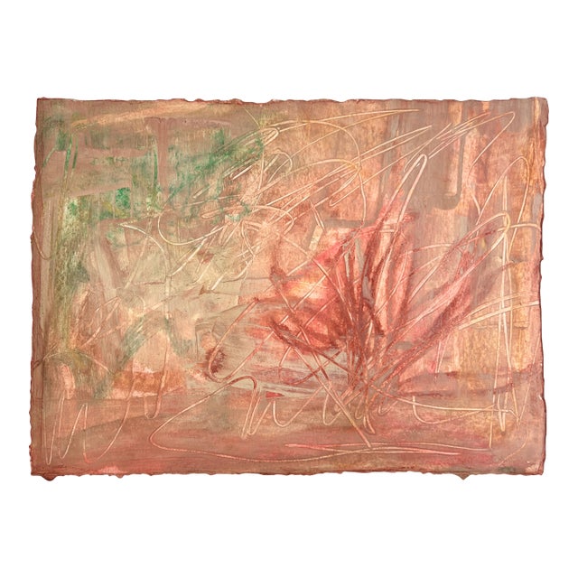 "Snake in the Grass" Original Abstract Landscape Painting in Warm Neutrals by Austin Artist Anna Richards For Sale