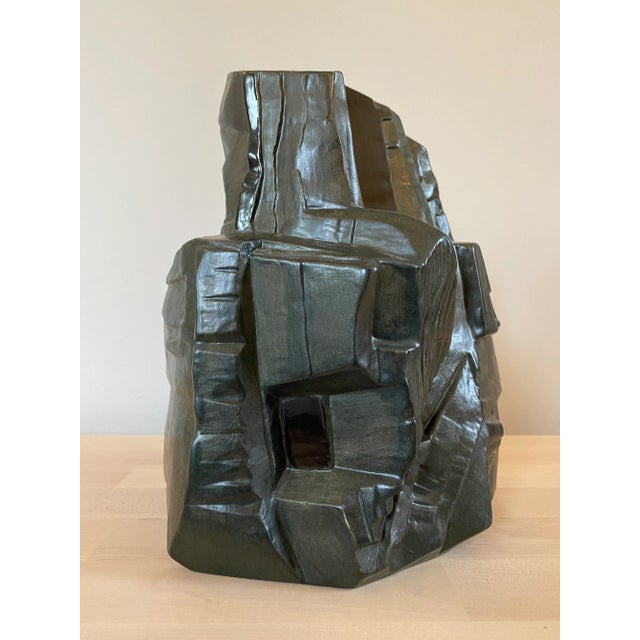 1980s Signed Cubist Brutalist Pottery Ceramic Sculpture For Sale - Image 4 of 13