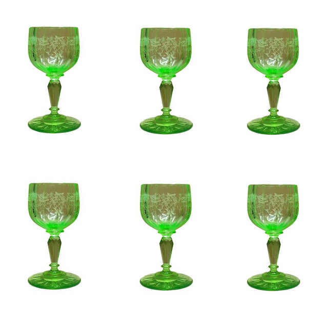 Crystal Sherry Glass with Green Maria Theresia Decor by Stefan Rath for Josef Lobmeyr, Austria, 1910s, Set of 6 For Sale - Image 14 of 14