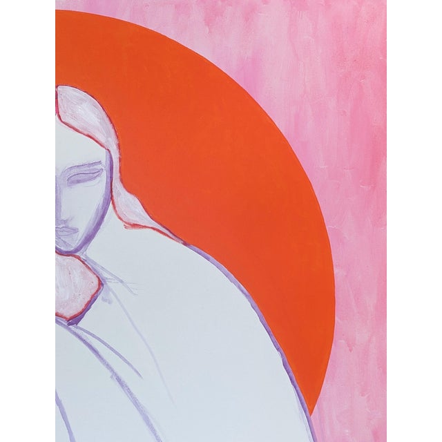 2020s Emmanuel Araujo "Sun" Contemporary Colorful Pink and Orange Nude Female Figures Painting, 2023 For Sale - Image 5 of 10