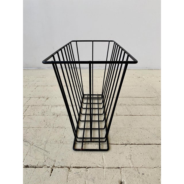 Mid-Century Modern Vintage Mid Century Black Wire Magazine Rack, Circa 1950s For Sale - Image 3 of 7