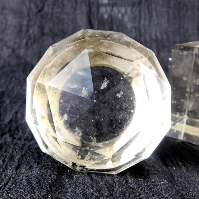 1940s Large Cut Crystal Inkwell With Broken Hinge For Sale - Image 4 of 9