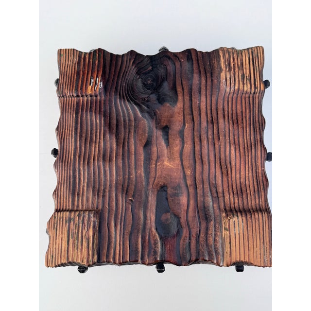 Brown Vintage Hand-Carved Wood Catchall Bowl With Nail Studs, 1970s Spanish Gothic Revival Style For Sale - Image 8 of 10