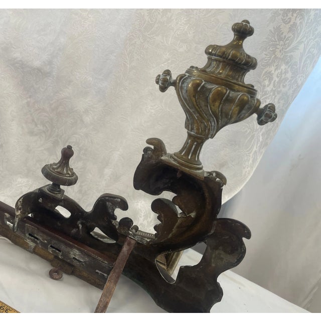 Vintage French Brass Adjustable Fireplace Fender For Sale - Image 9 of 9