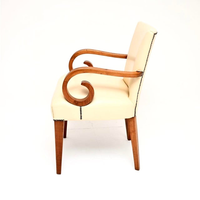 Wood Art Deco Walnut and Leather Armchairs, 1930, Set of 2 For Sale - Image 7 of 11