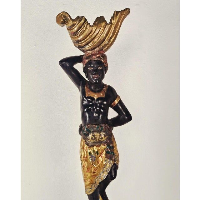 Pair of Venetian Blackamoor Figurines, Italy Circa 1920 For Sale - Image 12 of 14