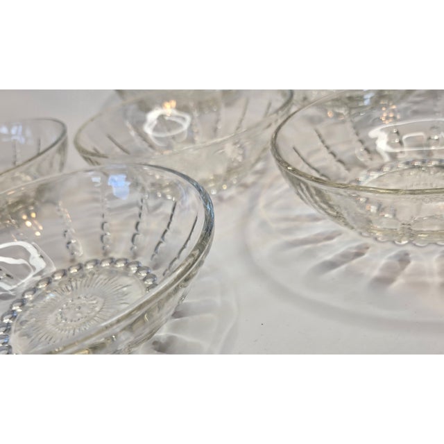 Federal Glass Vintage Coastal Starburst Dessert Bowls- Set of Eight For Sale - Image 4 of 14