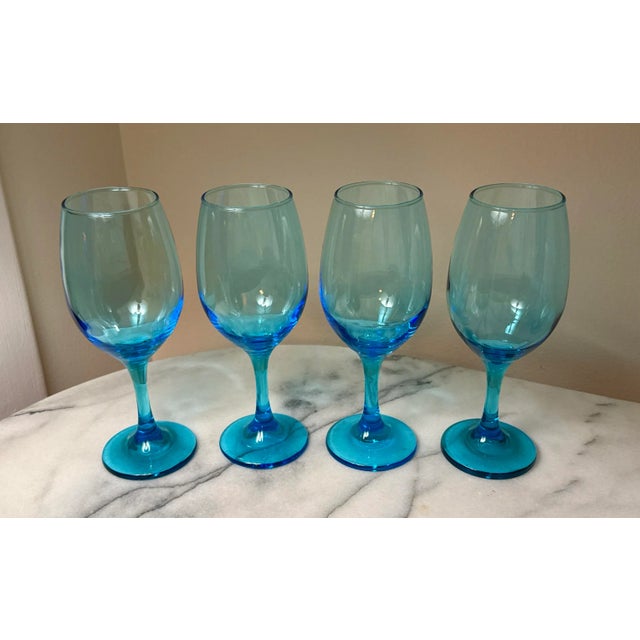 Glass Libbey Aqua Blue / Turquoise Wine Glasses - Set of 8 For Sale - Image 7 of 9