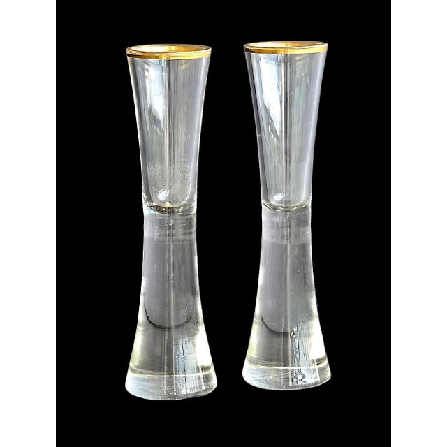 Offered is a pair of 1930s-1940s heavy bottom cocktail glasses/champagne flutes from SEA Glasbruk in Kosta Sweden. The...