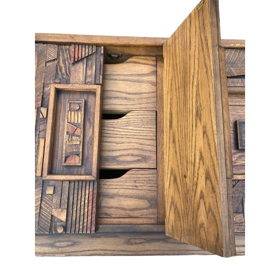 Wood 1970’s Mid-Century Modern Oak Lane Brutalist Sideboard For Sale - Image 7 of 12