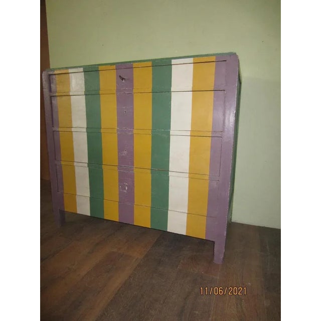 Wood Lacquered Stripped Dresser For Sale - Image 7 of 14