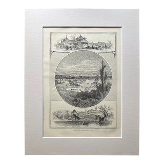 Antique 1874 Wood Engraving "Prospect Park, Brooklyn" New York City, Matted For Sale