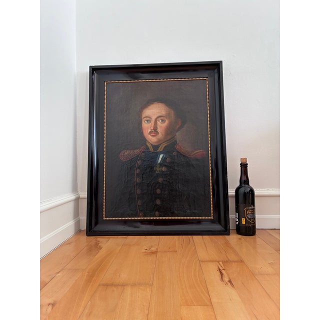 Antique Original Oil Painting of an Officer, Large Gentleman Portrait Painting For Sale - Image 9 of 11