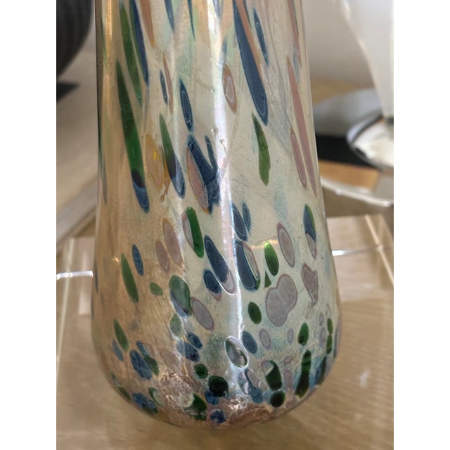 Glass Vintage Italian Hand Blown Multi Colored Confetti Art Glass Vase For Sale - Image 7 of 12
