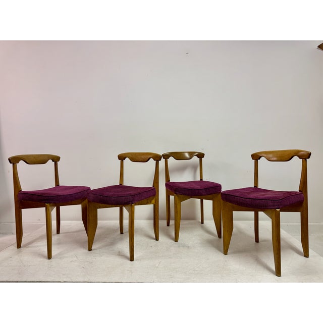 Mid-Century Oak Dining Chairs by Guillerme et Chambron, 1960s, Set of 4 For Sale - Image 12 of 16