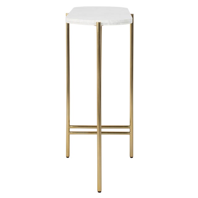 Small Console Table in White Marble & Brass Chairish