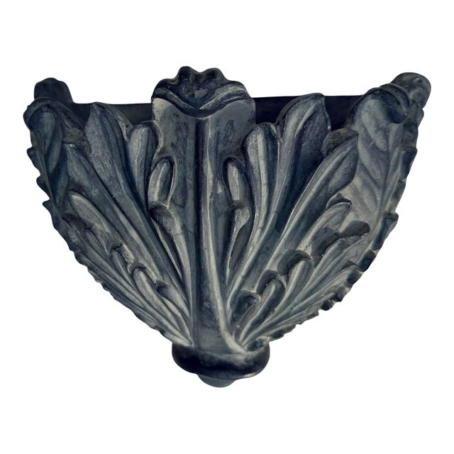 Acanthus Leaf Wall Pocket Planter With Verdigris Finish For Sale
