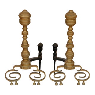 Antique American Empire Andirons - a Pair For Sale