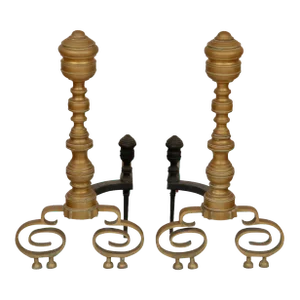 Antique American Empire Andirons - a Pair