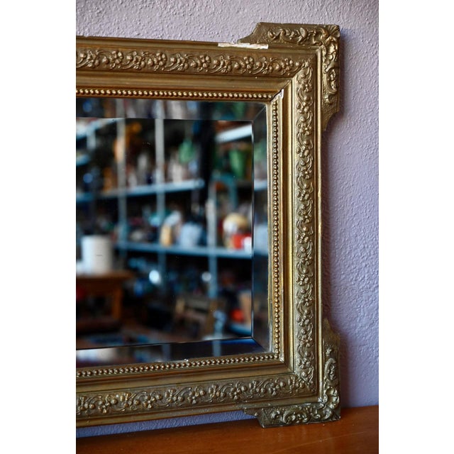 Wood Gilded Neo-Baroque Style Wall Mirror with Stuccoed Wood and Beveled Glass, 1930s For Sale - Image 7 of 9