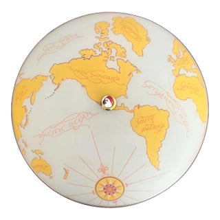 Mid Century World Map Flush Light For Sale