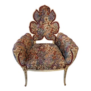 Mid 20th Century Italian Provincial Leaf Back Tapestry Chair For Sale