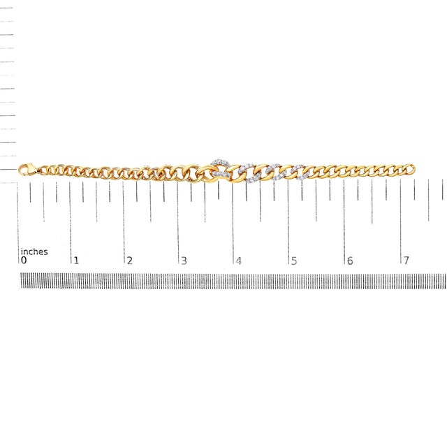 14K Yellow Gold Plated .925 Sterling Silver 1 1/4 Cttw Diamond Cuban Chain Link Bracelet (I-J Color, I3 Clarity)- 7.25" For Sale - Image 4 of 6